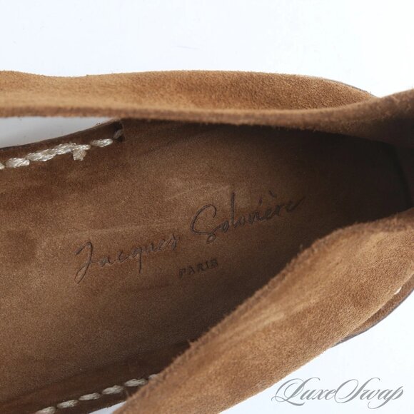 Jacques Soloviere The Biarritz Tobacco Brown Suede Sandals, Size 45 - Picture 10 of 12